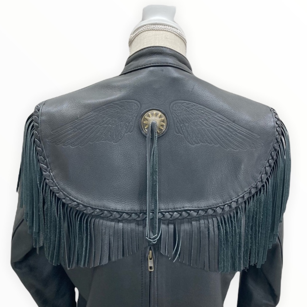 HARLEY-DAVIDSON Willie G Genuine Leather Women’s Black Fringe Jacket Sz Medium - Picture 11 of 16